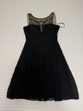 BCBGMaxAzria Black Strapless Cocktail Dress with Beaded Illusion Neckline
